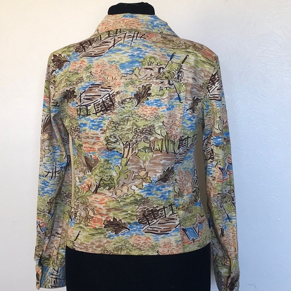 Christopher & Banks Petite button down jacket stretch abstract print Size S - Picture 4 of 9